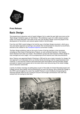 Basic Design Exhibition at Tate Britain