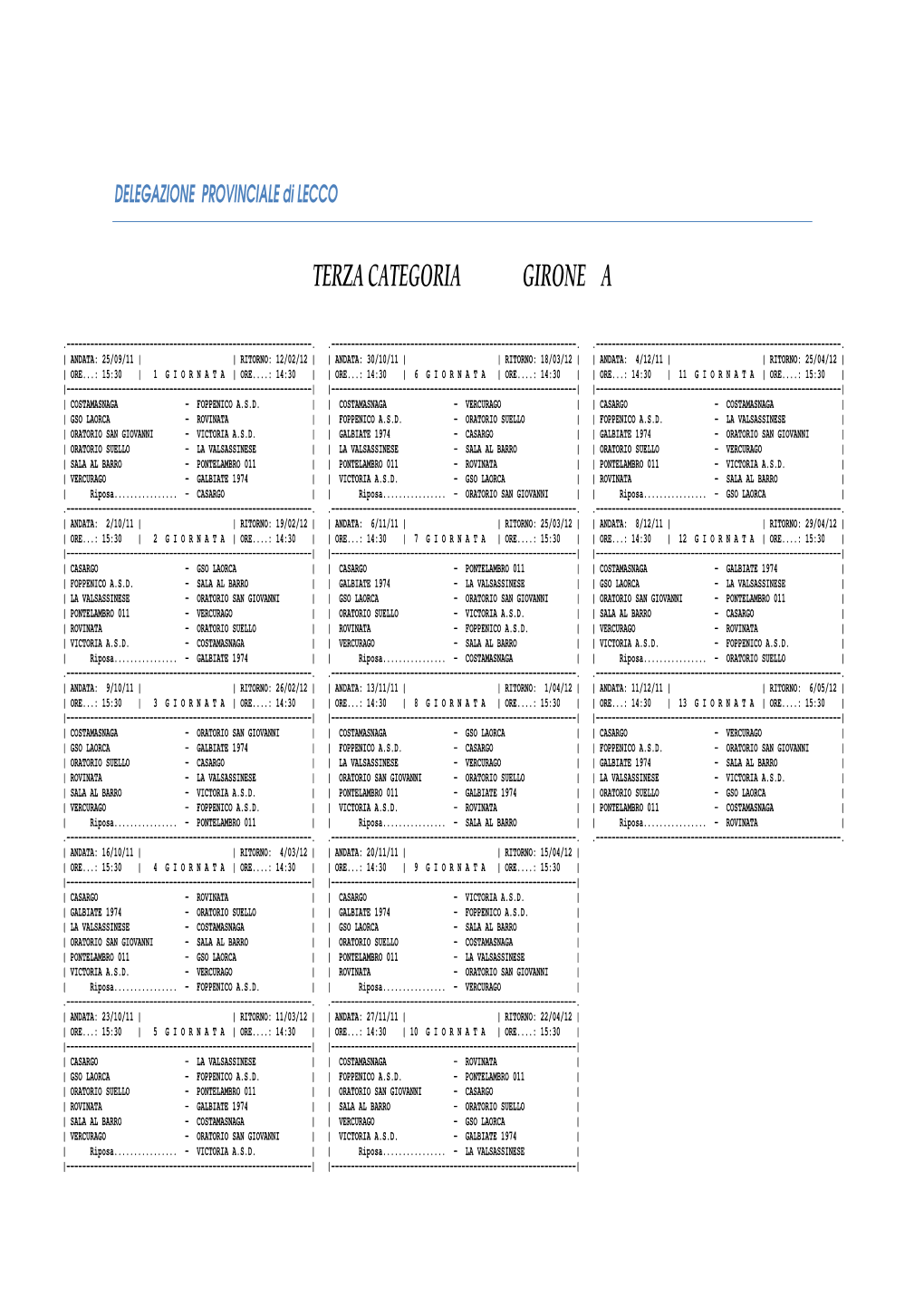 Terza Categoria Girone A