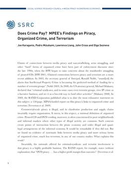 Does Crime Pay? MPEE’S Findings on Piracy, Organized Crime, and Terrorism