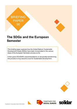 BRIEFING PAPER 96 the Sdgs and the European Semester