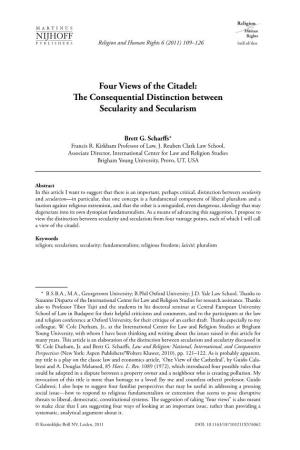 Four Views of the Citadel: the Consequential Distinction Between Secularity and Secularism