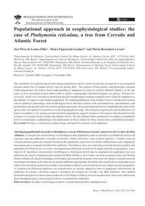 Populational Approach in Ecophysiological Studies: the Case of Plathymenia Reticulata, a Tree from Cerrado and Atlantic Forest