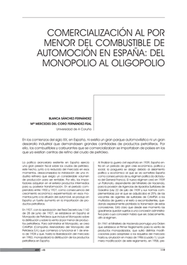Comercialización Al Por Menor Del Combustible De Automoción En España: Del Monopolio Al Oligopolio