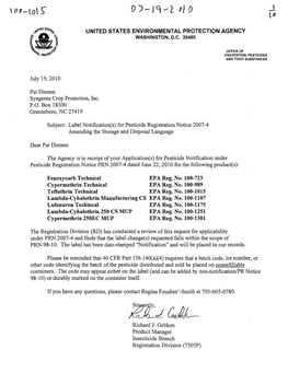 U.S. EPA, Pesticides, Label, TEFLUTHRIN TECHNICAL, 7/19