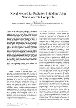 Novel Method for Radiation Shielding Using Nano-Concrete Composite