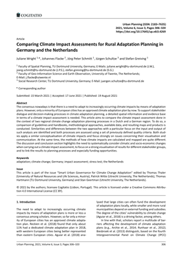 Comparing Climate Impact Assessments for Rural Adaptation Planning in Germany and the Netherlands