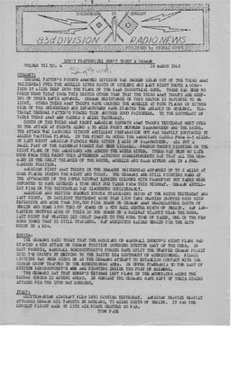 83Rd Division Radio News, Germany, Vol VII #4, March 16, 1945