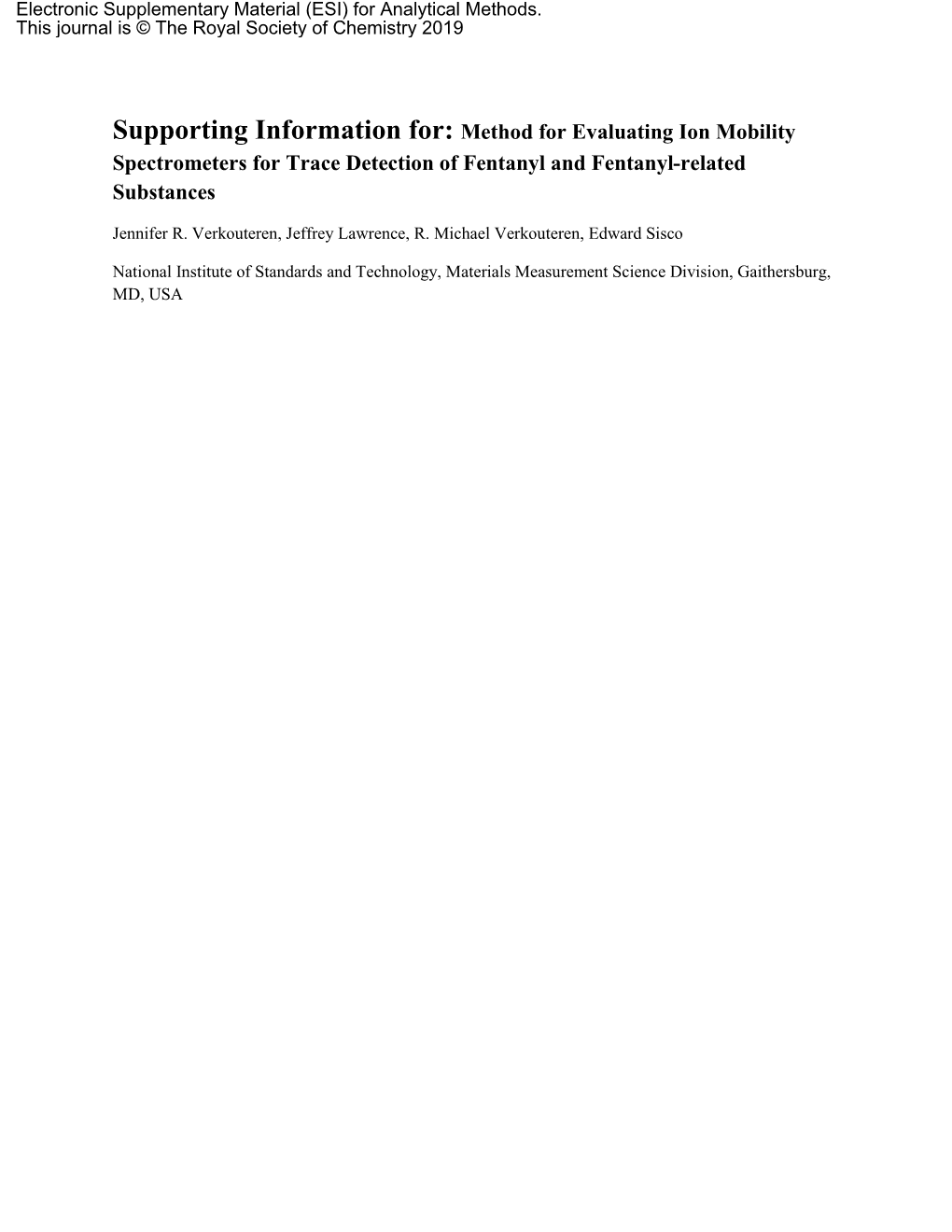 Method for Evaluating Ion Mobility Spectrometers for Trace Detection of Fentanyl and Fentanyl-Related Substances