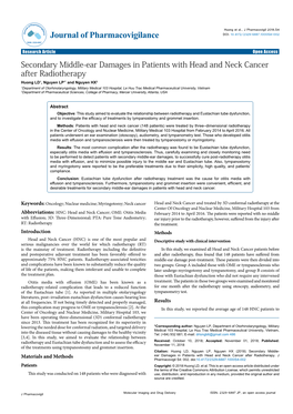 Secondary Middle-Ear Damages in Patients with Head and Neck