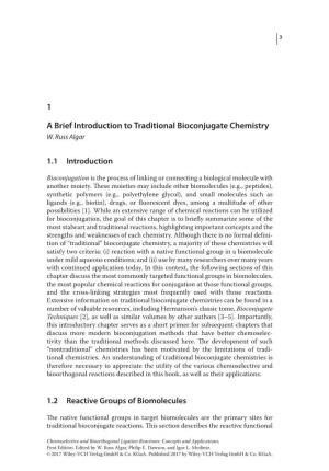1 a Brief Introduction to Traditional Bioconjugate Chemistry