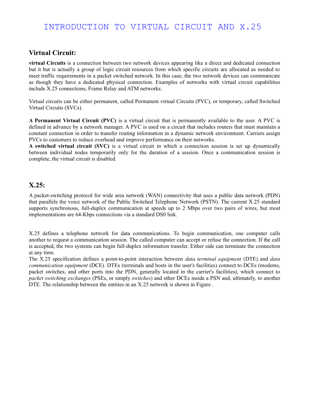 Introduction to Virtual Circuit and X.25