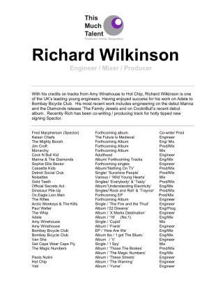 Richard Wilkinson CV