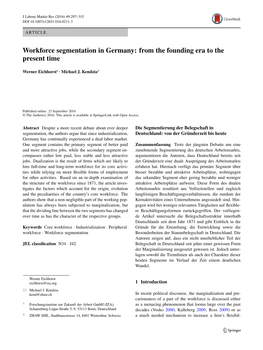 Workforce Segmentation in Germany: from the Founding Era to the Present Time