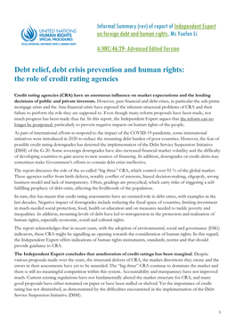 Debt Relief, Debt Crisis Prevention and Human Rights: the Role of Credit Rating Agencies