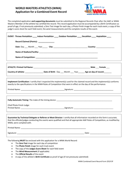 (WMA) Application for a Combined Event Record