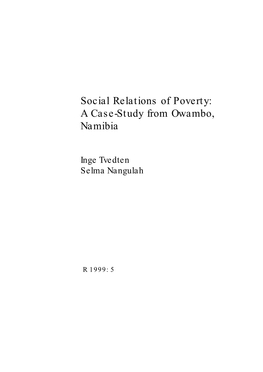 Social Relations of Poverty: a Case-Study from Owambo, Namibia