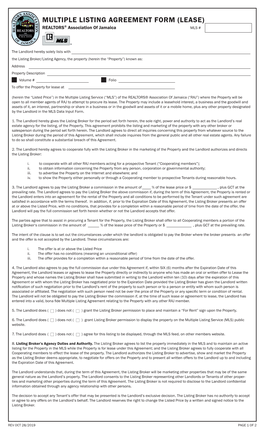 Multiple Listing Agreement Form (Lease)-Print.Indd