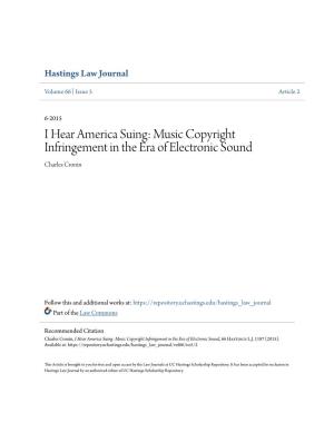 I Hear America Suing: Music Copyright Infringement in the Era of Electronic Sound Charles Cronin