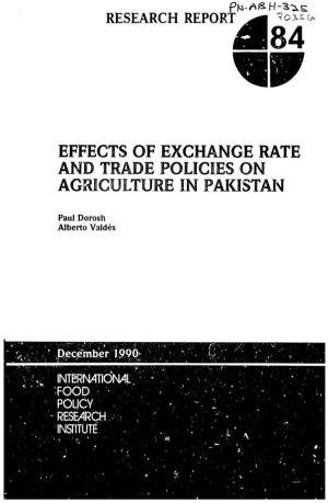 Effects of Exchange Rate Agricultur in Pakistan