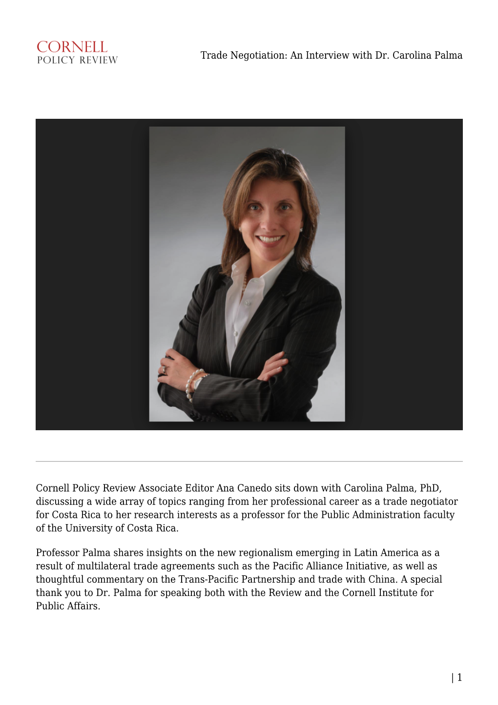 Trade Negotiation: an Interview with Dr. Carolina Palma