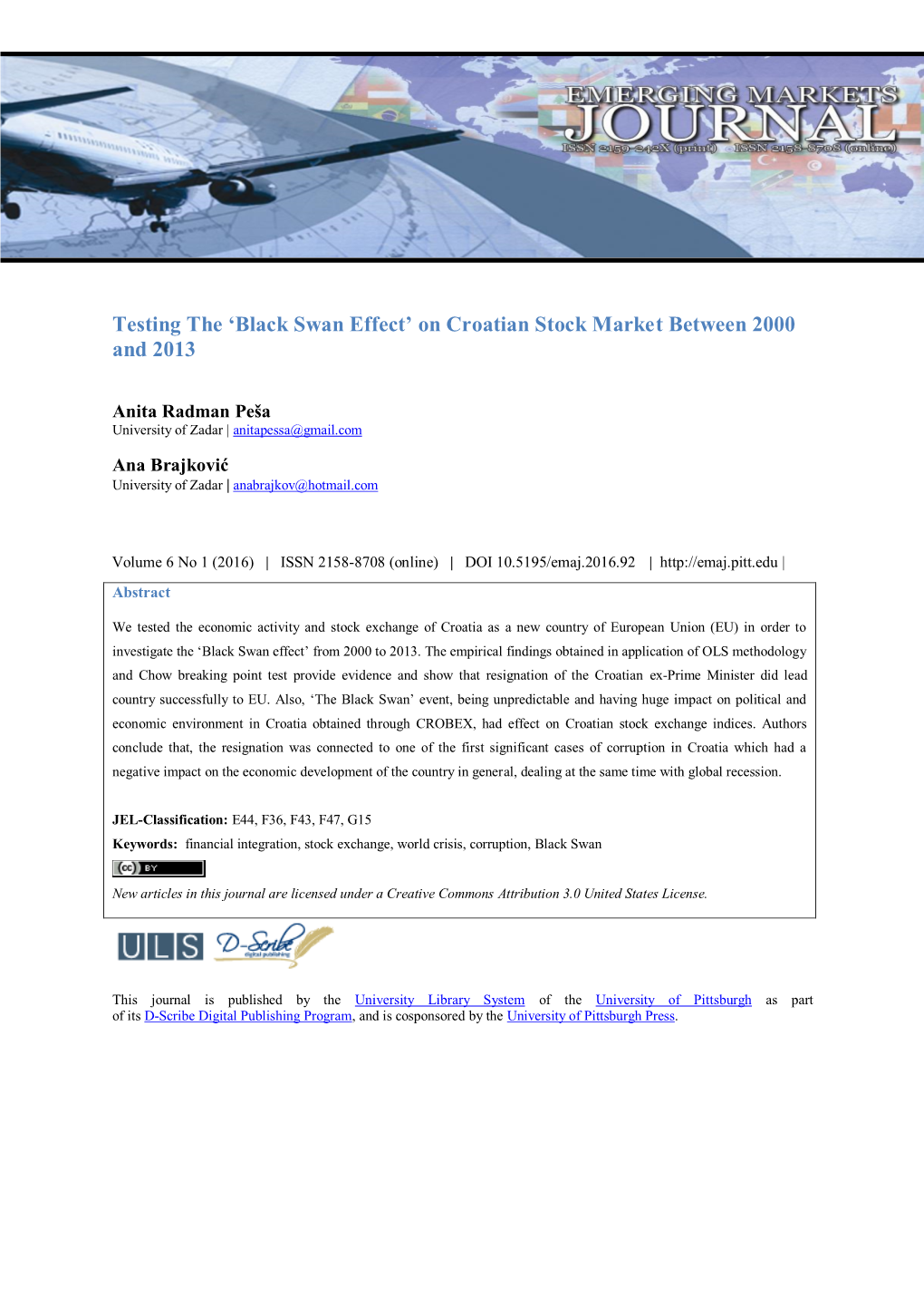 'Black Swan Effect' on Croatian Stock Market Between 2000 and 2013