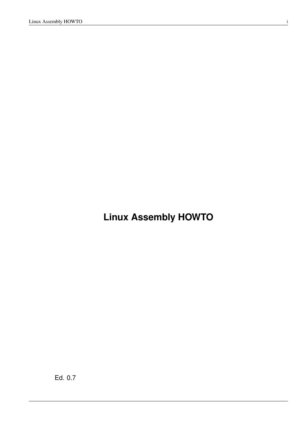 Linux Assembly HOWTO I