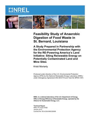Feasibility Study of Anaerobic Digestion of Food Waste in St