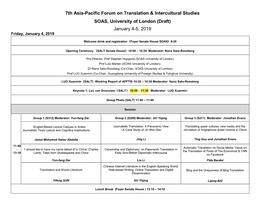 7Th Asia-Pacific Forum on Translation & Intercultural Studies SOAS