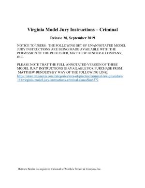 Virginia Model Jury Instructions – Criminal