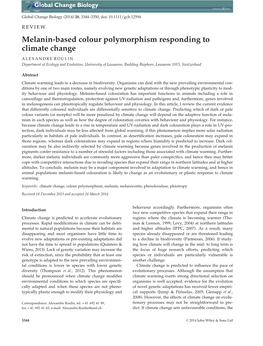 Melaninbased Colour Polymorphism Responding to Climate Change