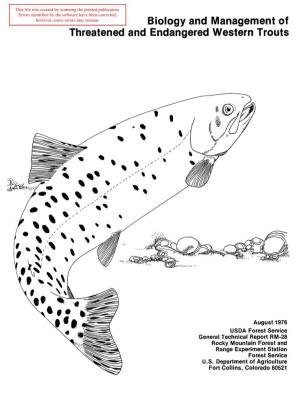 Biology and Management of Threatened and Endangered Western Trouts