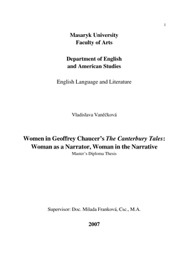 Women in Geoffrey Chaucer's the Canterbury Tales: Woman As A