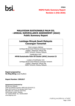 MSPO Public Summary Report Revision 1 (Feb 2020)
