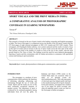 Sport Visuals and the Print Media in India