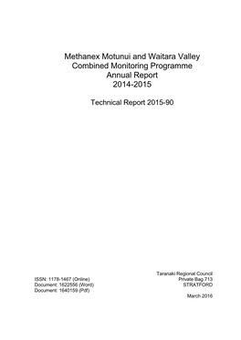 Methanex Motunui and Waitara Valley Monitoring Report