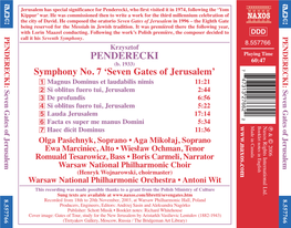 Penderecki, Who First Visited It in 1974, Following the ‘Yom Kippur’ War