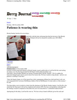 Patience Is Wearing Thin - Derry Today Page 1 of 3