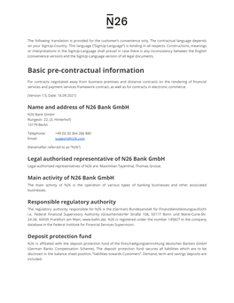 Basic Pre-Contractual Information "N26 Current Account"