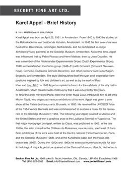 Karel Appel - Brief History