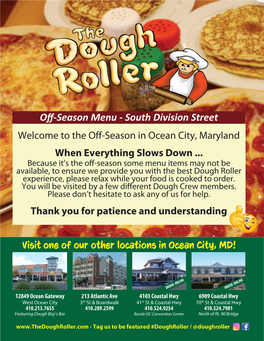 Off-Season Menu - South Division Street Welcome to the Off-Season in Ocean City, Maryland