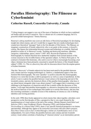 Parallax Historiography: the Flâneuse As Cyberfeminist Catherine Russell, Concordia University, Canada