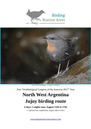 North West Argentina Jujuy Birding Route 6 Days/ 5 Nights Tour, August 12Th to 17Th (+ Optional Tour Complement, August 18Th to 23Rd )