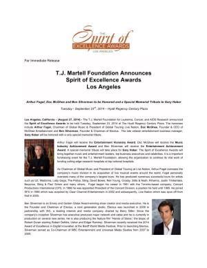 2014 T J Martell Foundation Announces Spirit of Excellence Awards Los