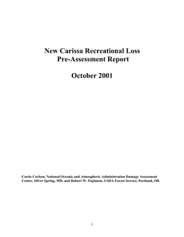 New Carissa Recreational Loss Pre-Assessment Report October 2001