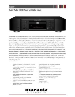 SA8004 Super Audio CD/CD Player W/ Digital Inputs