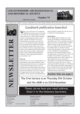 Autumn 2006 Newsletter Leicester Abbey