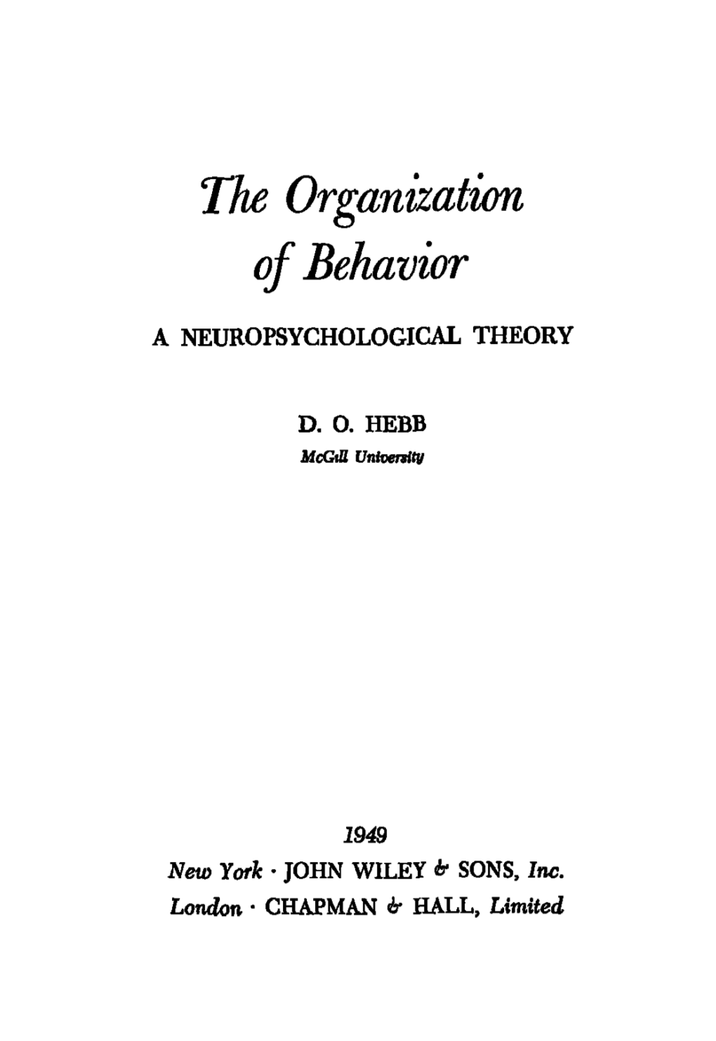 The Organization of Behavior