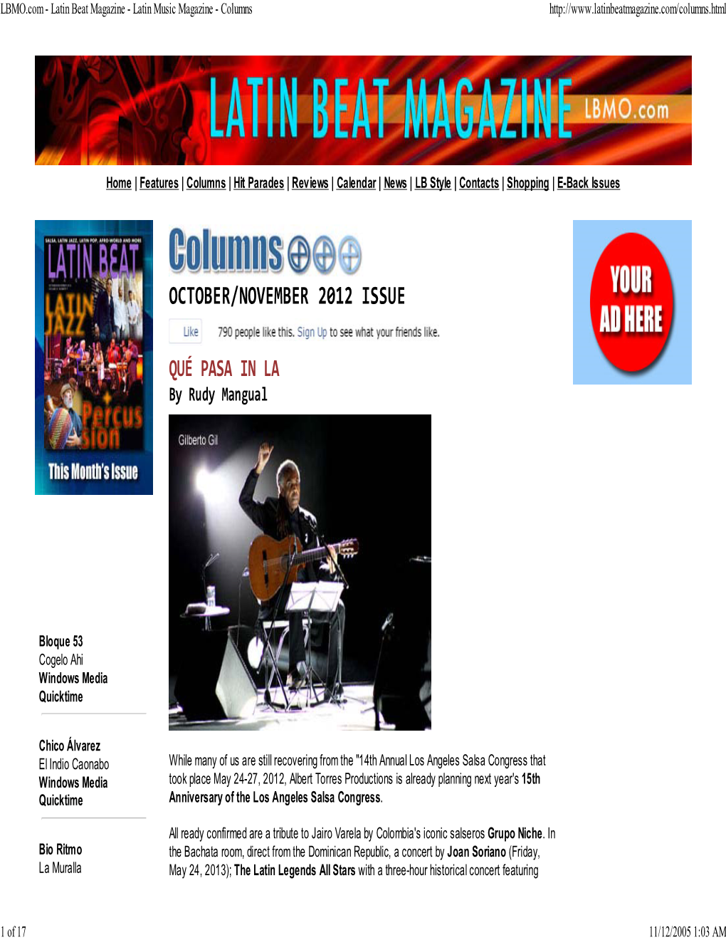 LBMO.Com - Latin Beat Magazine - Latin Music Magazine - Columns