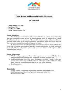 Faith, Reason and Dogma in Jewish Philosophy
