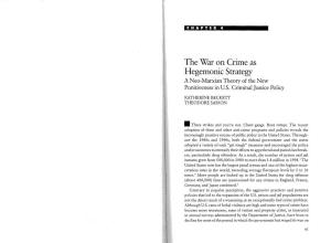 The War on Crime As Hegemonic Strategy a Neo-Marxian Theory of the New Punitiveness in U.S